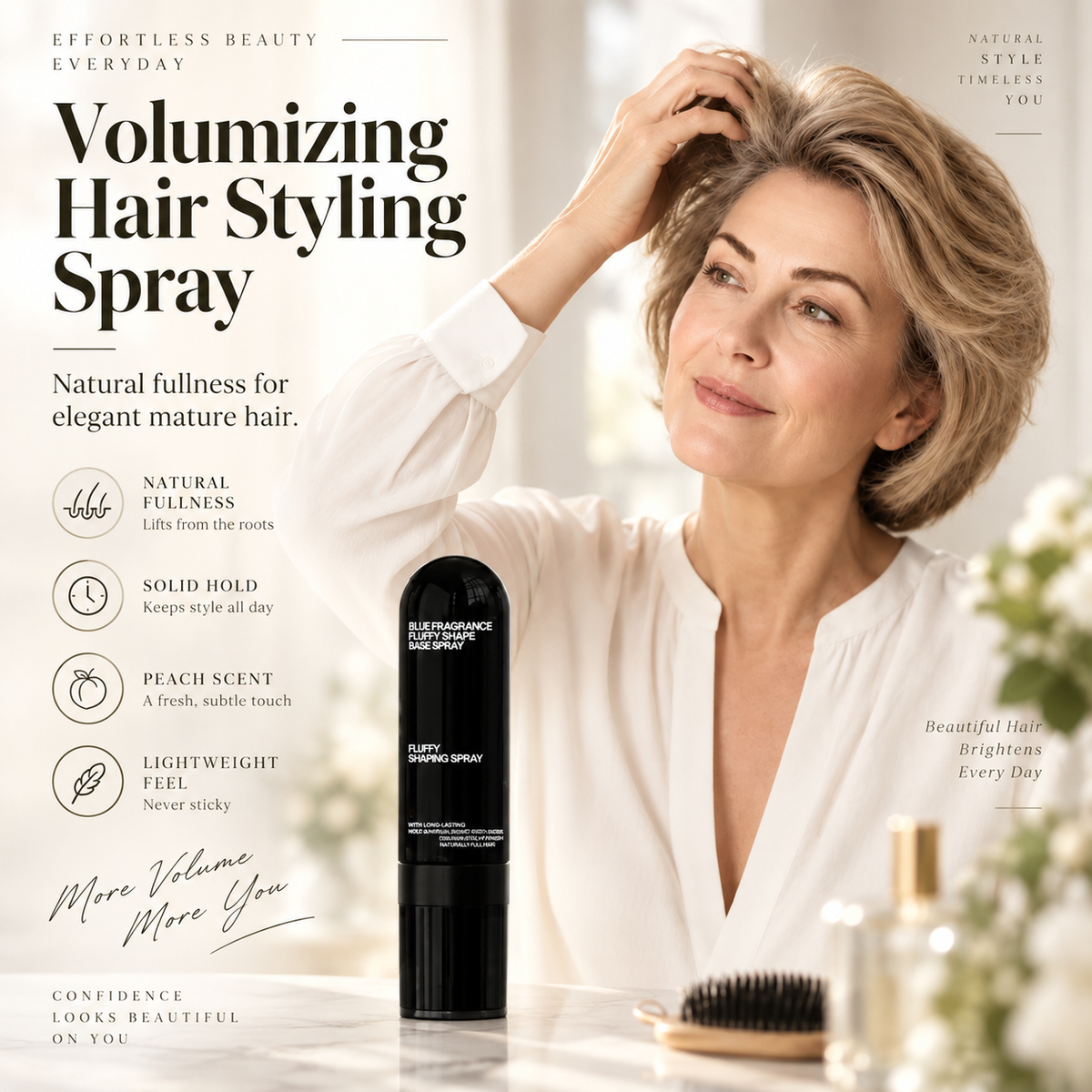 Peach-Scented Hair Volumizing Spray – Lightweight Bounce, Fuller-Looking Hair & Long-Lasting Hold X